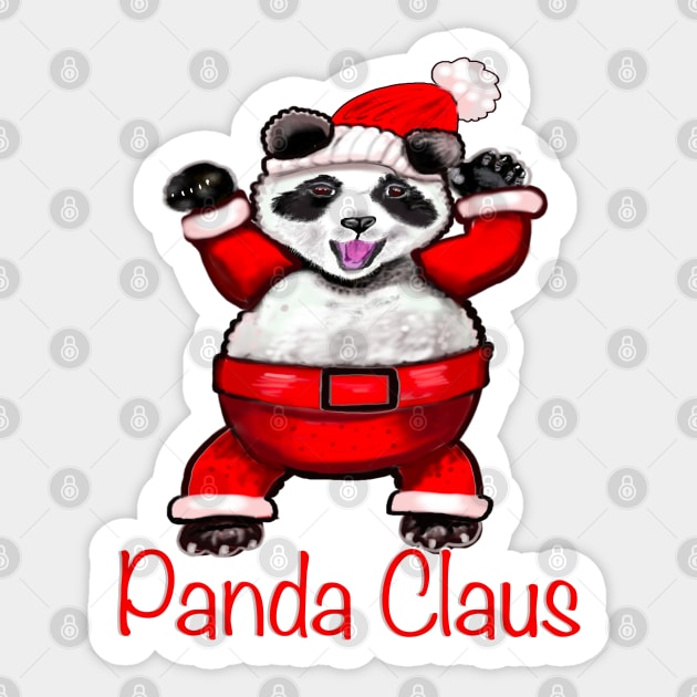 Panda Claus cute funny panda bear in a festive merry happy holidays red Santa Claus suit Sticker by Artonmytee